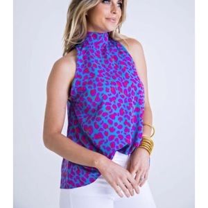 NWT Karlie Mock Neck Leopard Top Med
